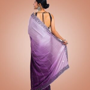 Kayaaz Women's Georgette Pastel Purple Saree  With Unstitched Blouse Piece - Image 2
