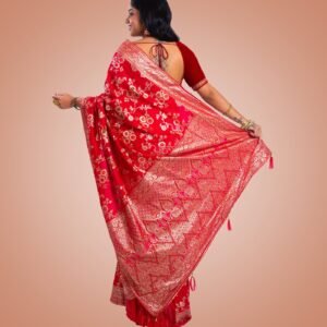 Kayaaz Women's  Mashrukatan silk Rani pink Saree  With Unstitched Blouse Piece - Image 2