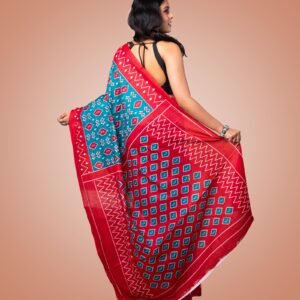 Kayaaz Women's  cotton Teal Saree  With Unstitched Blouse Piece - Image 3