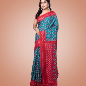Kayaaz Women's  cotton Teal Saree  With Unstitched Blouse Piece - Image 4