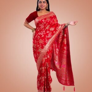 Kayaaz Women's  Mashrukatan silk Rani pink Saree  With Unstitched Blouse Piece - Image 3