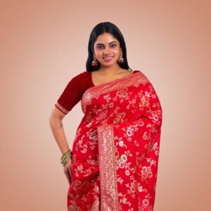 Kayaaz Women's  Mashrukatan silk Rani pink Saree  With Unstitched Blouse Piece - Image 6