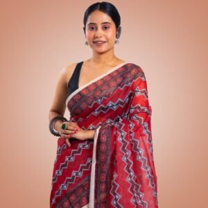 Kayaaz Women's Chanderi Brown Saree  With Unstitched Blouse Piece - Image 5