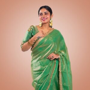 Kayaaz Women's Georgette Mint green Saree  With Unstitched Blouse Piece - Image 8