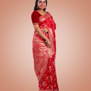 Kayaaz Women's  Mashrukatan silk Rani pink Saree  With Unstitched Blouse Piece - Image 8