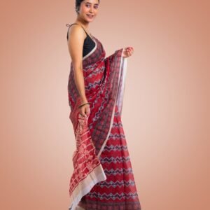 Kayaaz Women's Chanderi Brown Saree  With Unstitched Blouse Piece - Image 6