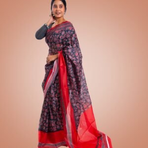Kayaaz Women's  Linen Black Saree  With Unstitched Blouse Piece - Image 7