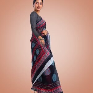 Kayaaz Women's  chanderi Navy Blue Saree  With Unstitched Blouse Piece - Image 6