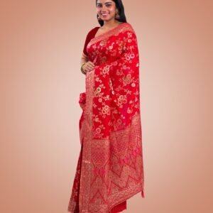 Kayaaz Women's  Mashrukatan silk Rani pink Saree  With Unstitched Blouse Piece - Image 7